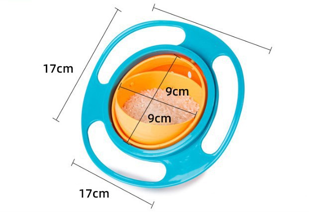 Tazón de equilibrio giratorio para niños con diseño práctico.